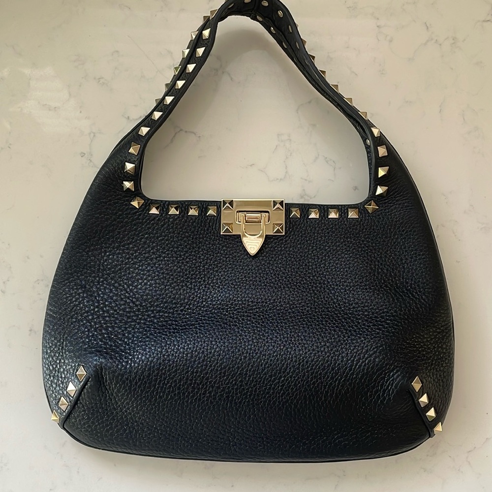 Valentino Garavani small rockstud black shoulder bag